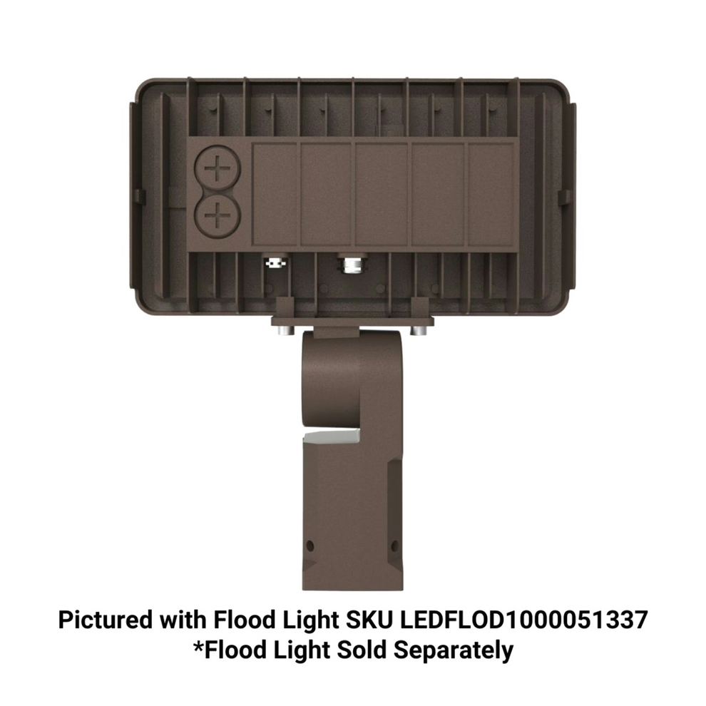 Brown flood light housing without a flood light on a white background