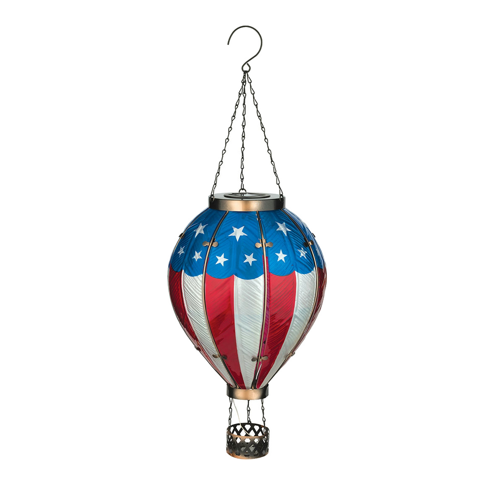 Decorative hanging lantern with American flag design on a white background