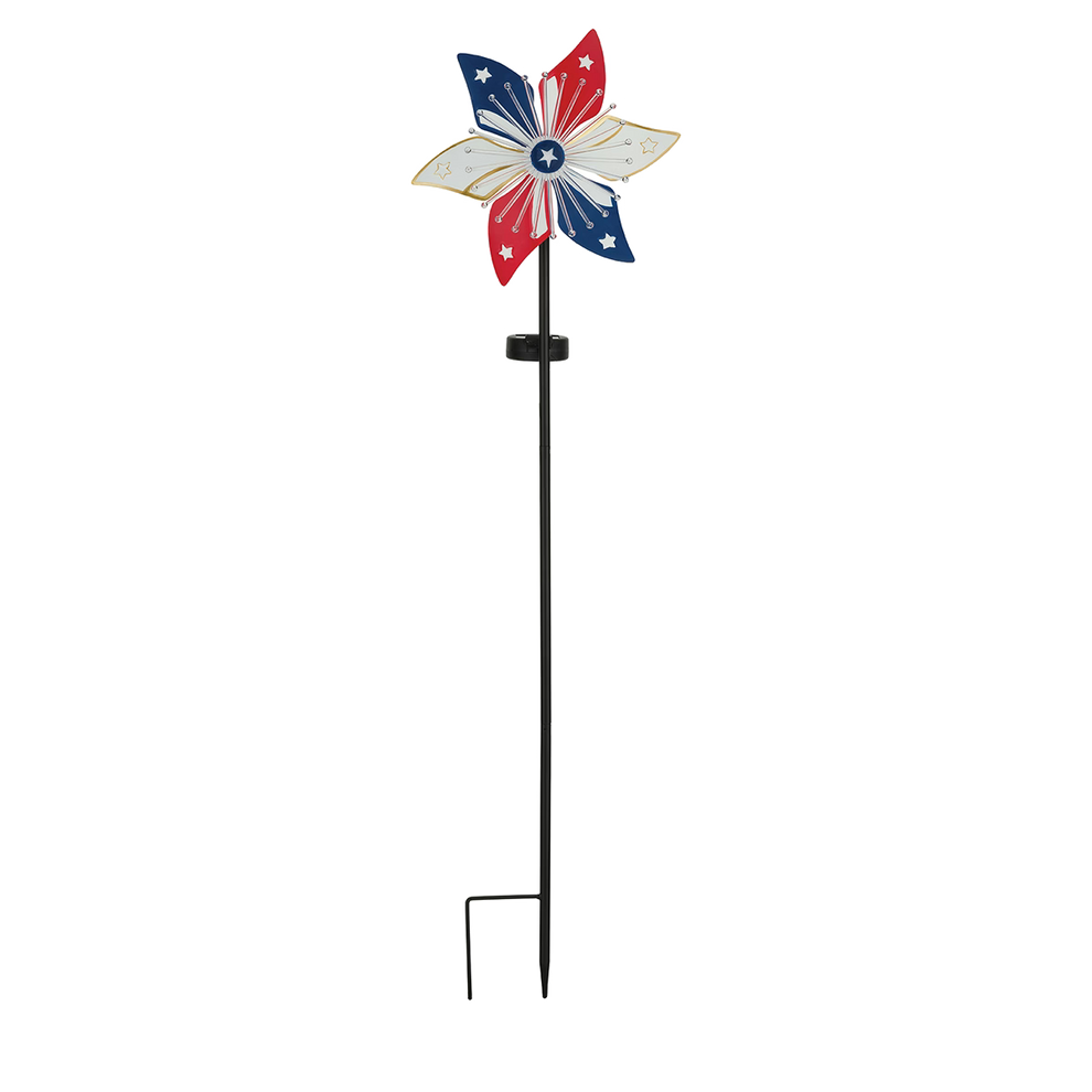 Decorative windmill with red, white, and blue colors on a white background