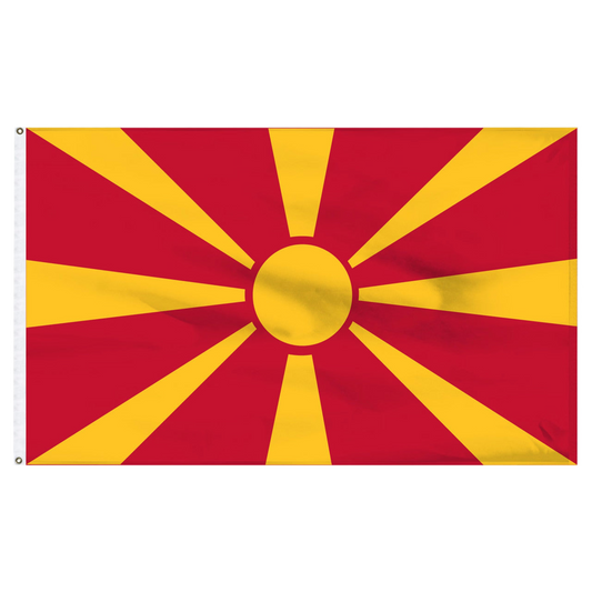 Macedonia flag with red background and yellow sunburst pattern