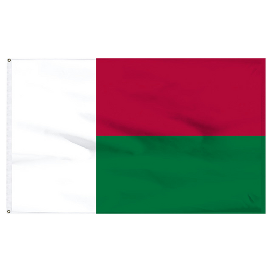 Madagascar flag with red and green horizontal stripes on a white background