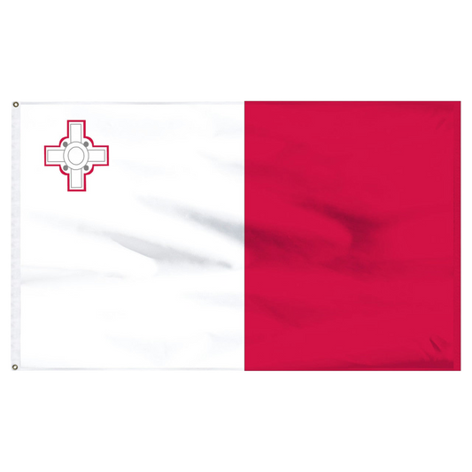 Red and white flag of Malta with a red outlined cross