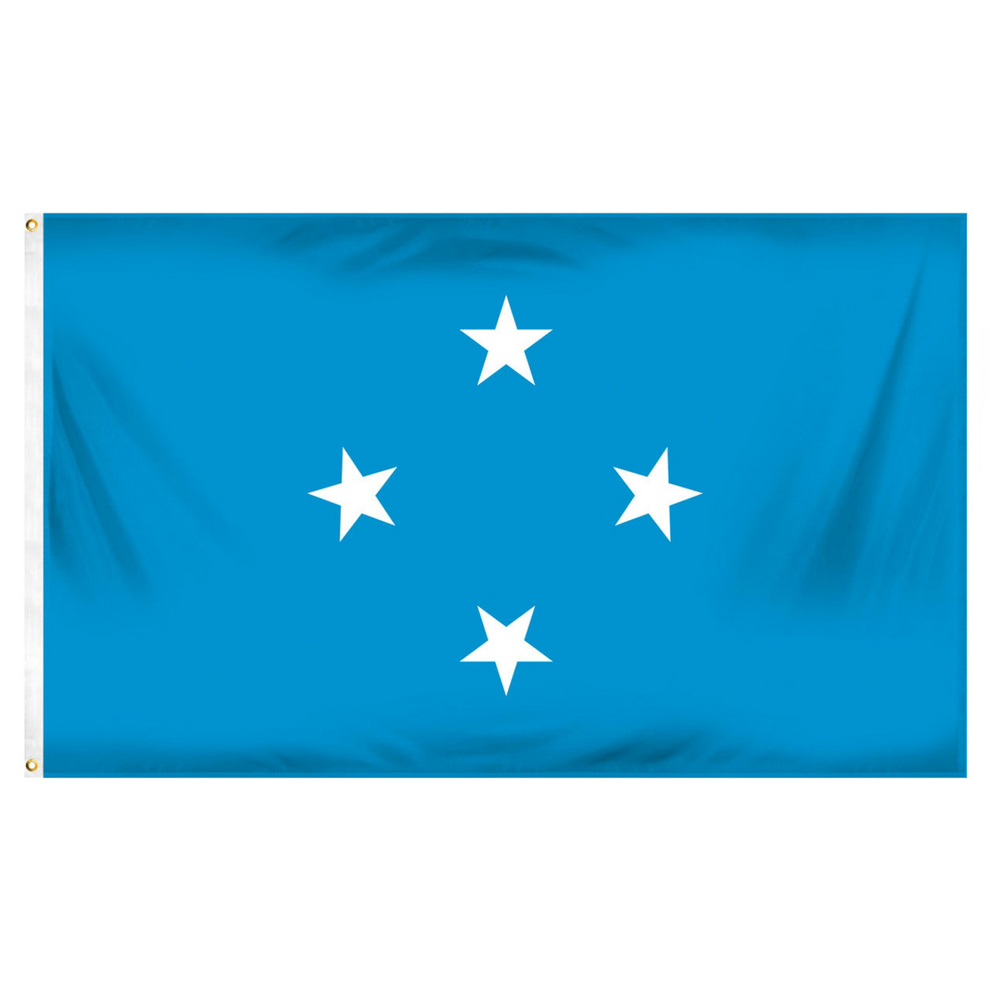 Micronesia blue flag with four white stars on a plain background