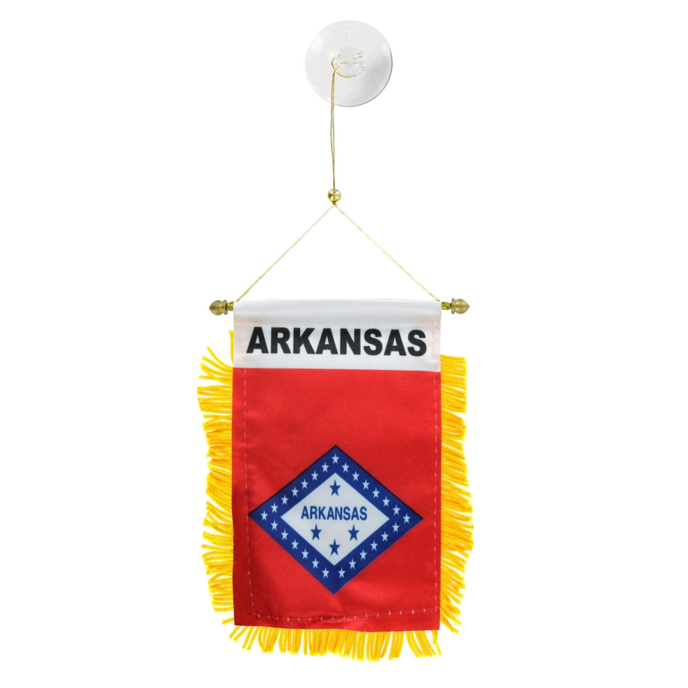 Arkansas state flag hanging banner on a white background