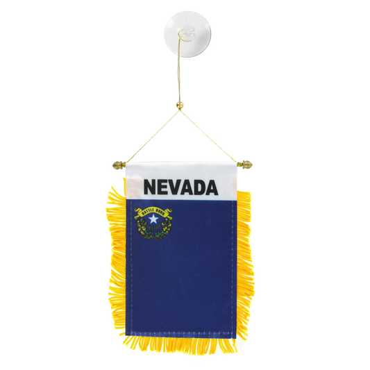 Nevada state flag hanging banner on a white background