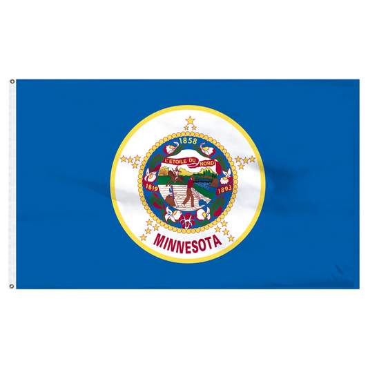 Minnesota state flag with blue background and colorful seal