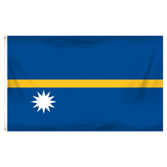 Nauru flag with a blue background and a yellow stripe featuring a white star