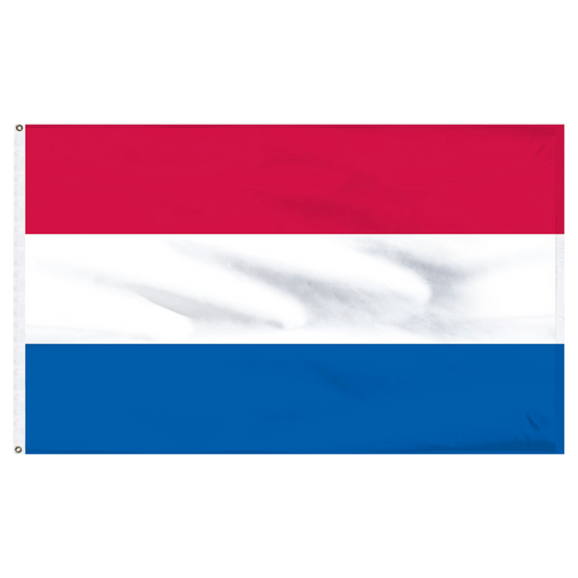 Flag with red, white, and blue horizontal stripes on a white background