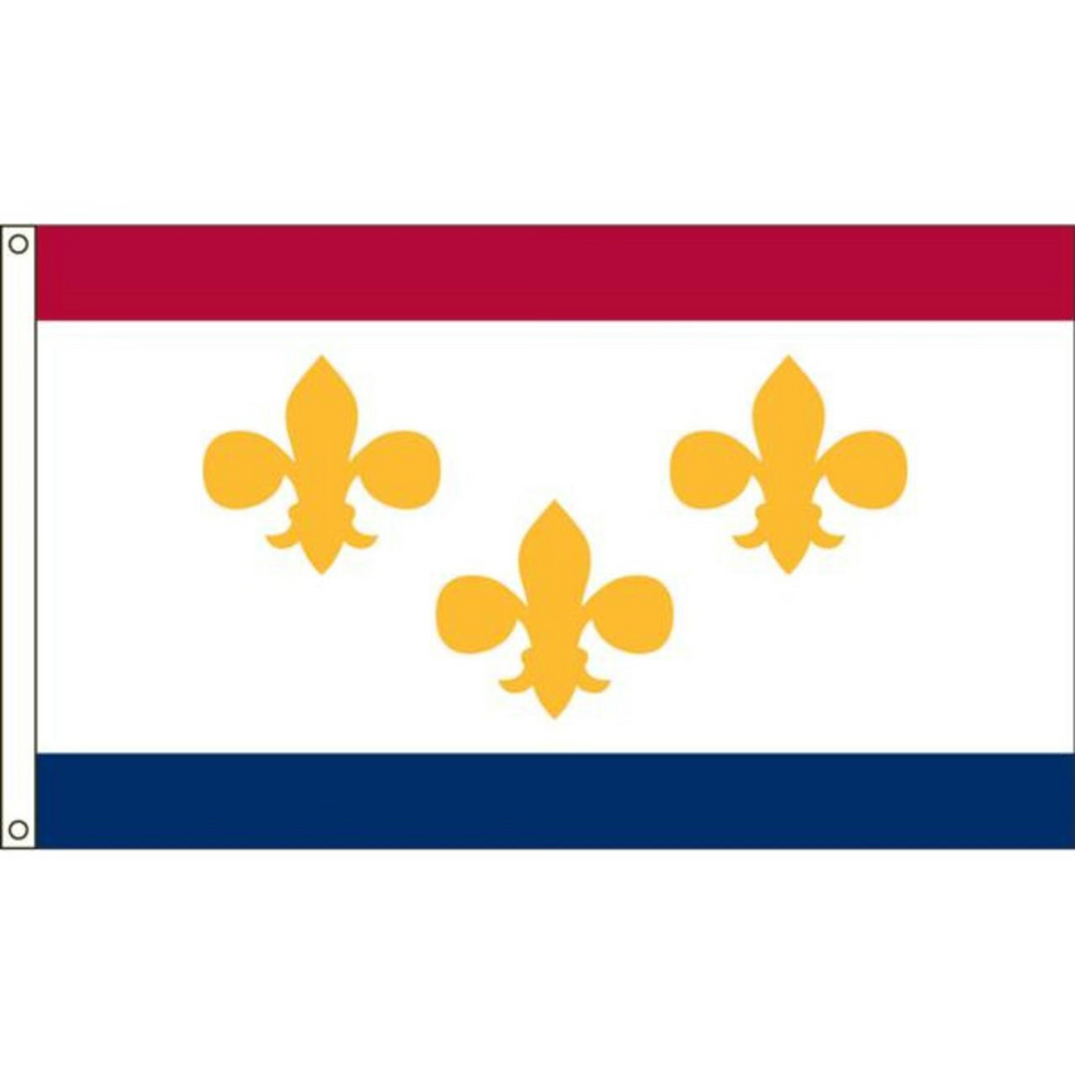 City of New Orleans flag with three yellow fleur-de-lis symbols on a white background