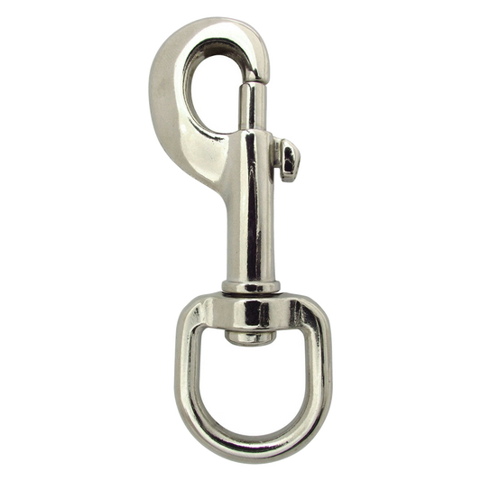 Metal swivel hook on a white background
