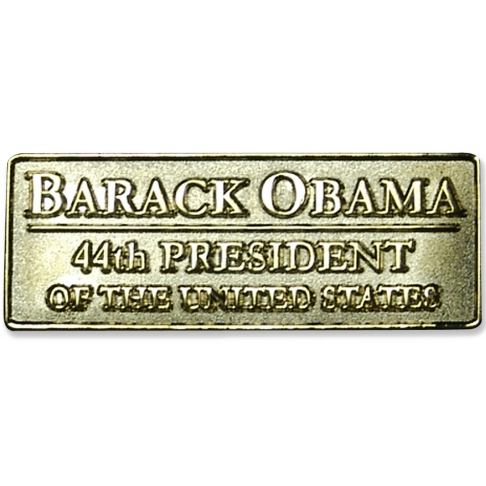 Gold bar with 'Barack Obama 44th President of the United States' text on a white background