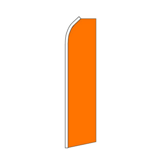 Orange swooper flag with a white border on a white background