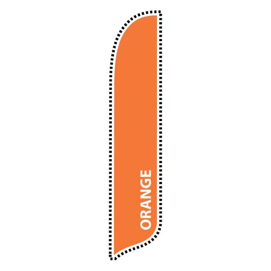 Orange feather flag with 'ORANGE' text on a white background