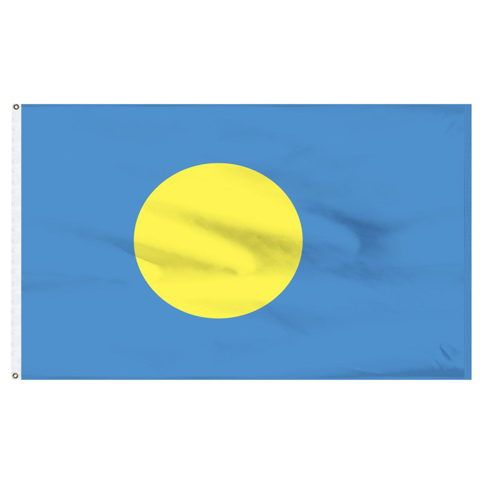 Palau flag with a yellow circle on a blue background