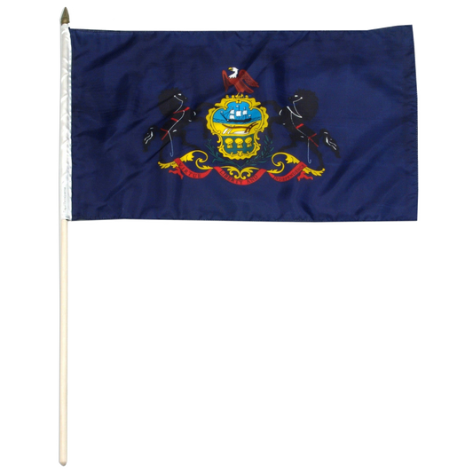 Pennsylvania state flag with a coat of arms on a blue background