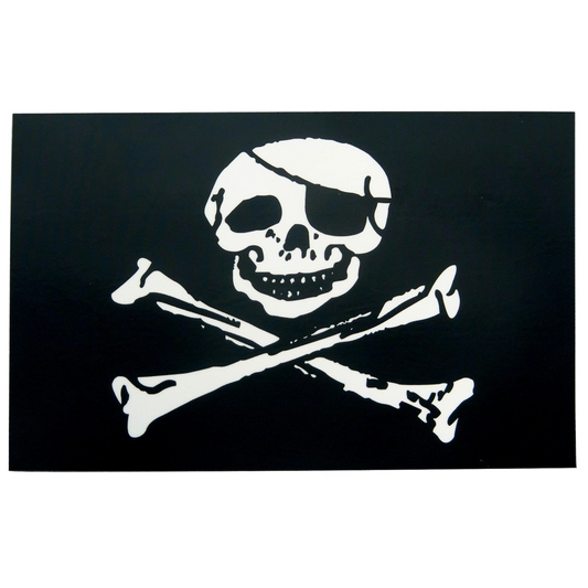 Pirate flag with skull and crossbones on a black background