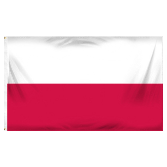 Poland national flag with white and red horizontal stripes on a white background