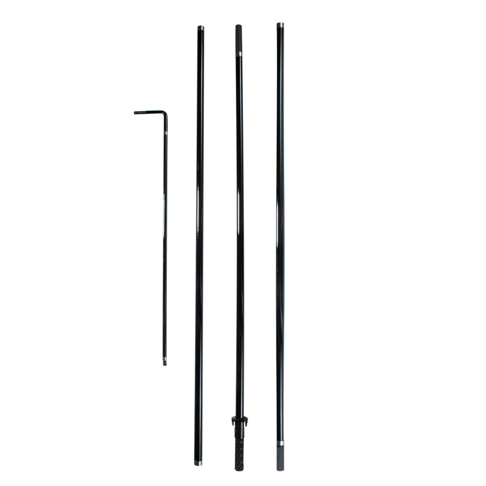 Set of black metal poles on a white background