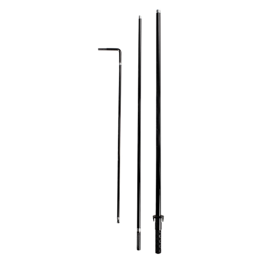 Set of three black metal poles on a white background
