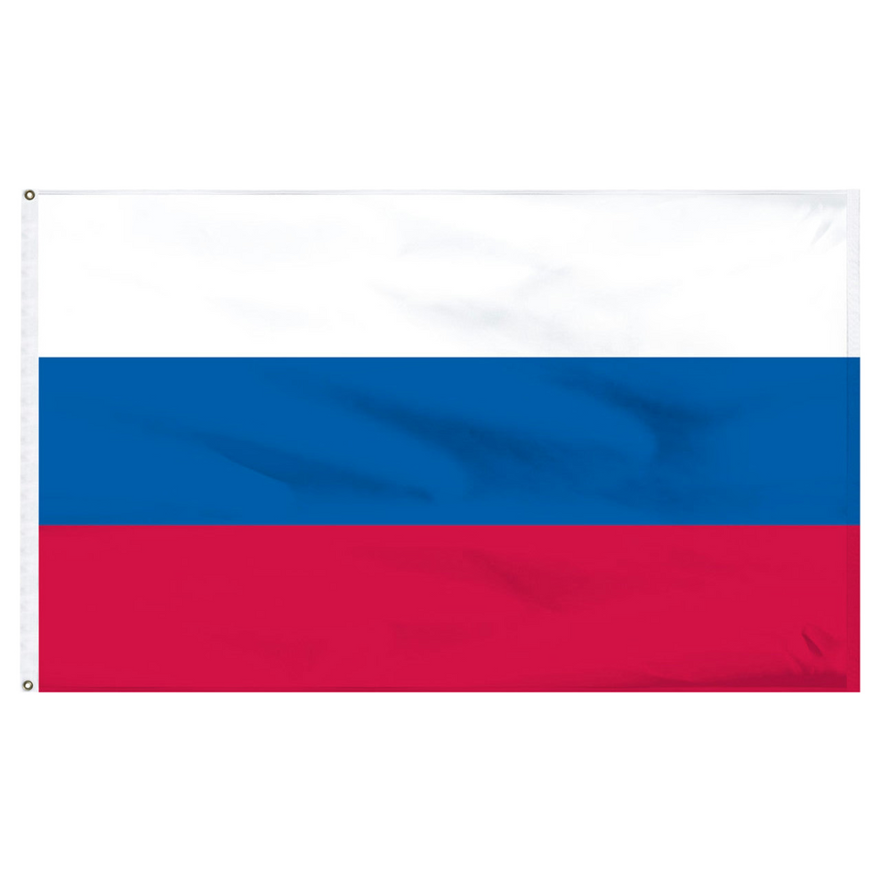 Russian Federation flag with blue and red horizontal stripes on a white background