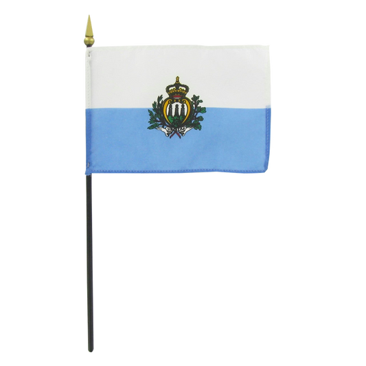 San Marino 4" x 6" Stick Flag With Seal