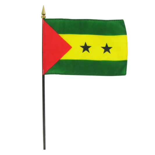 Sao Tome and Principe 4" x 6" Stick Flag