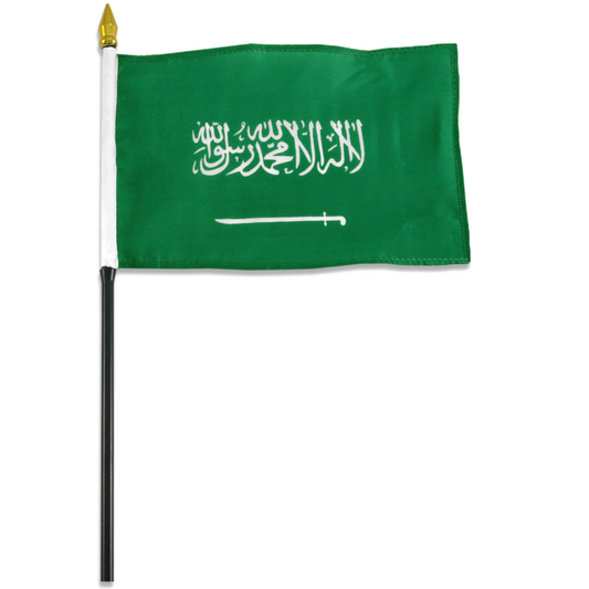 Green flag with white emblem on a white background
