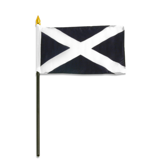 Flag of Scotland with two horizontal diagonal lines forming white cross known as St. Andrew's cross on a blue background