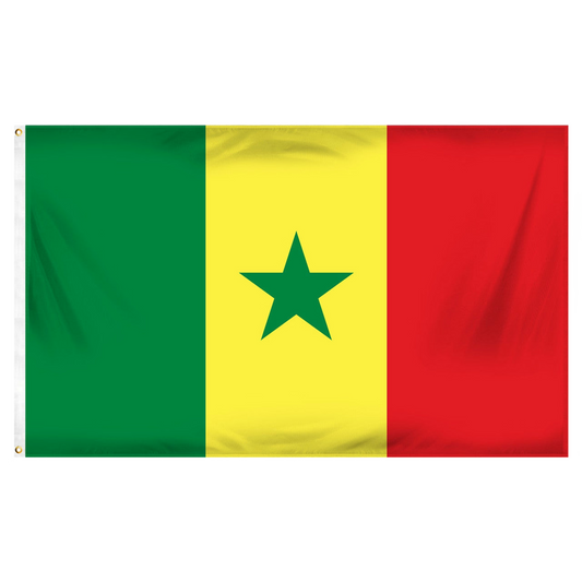 Flag of Senegal with green, yellow, and red colors and a green star in the center.