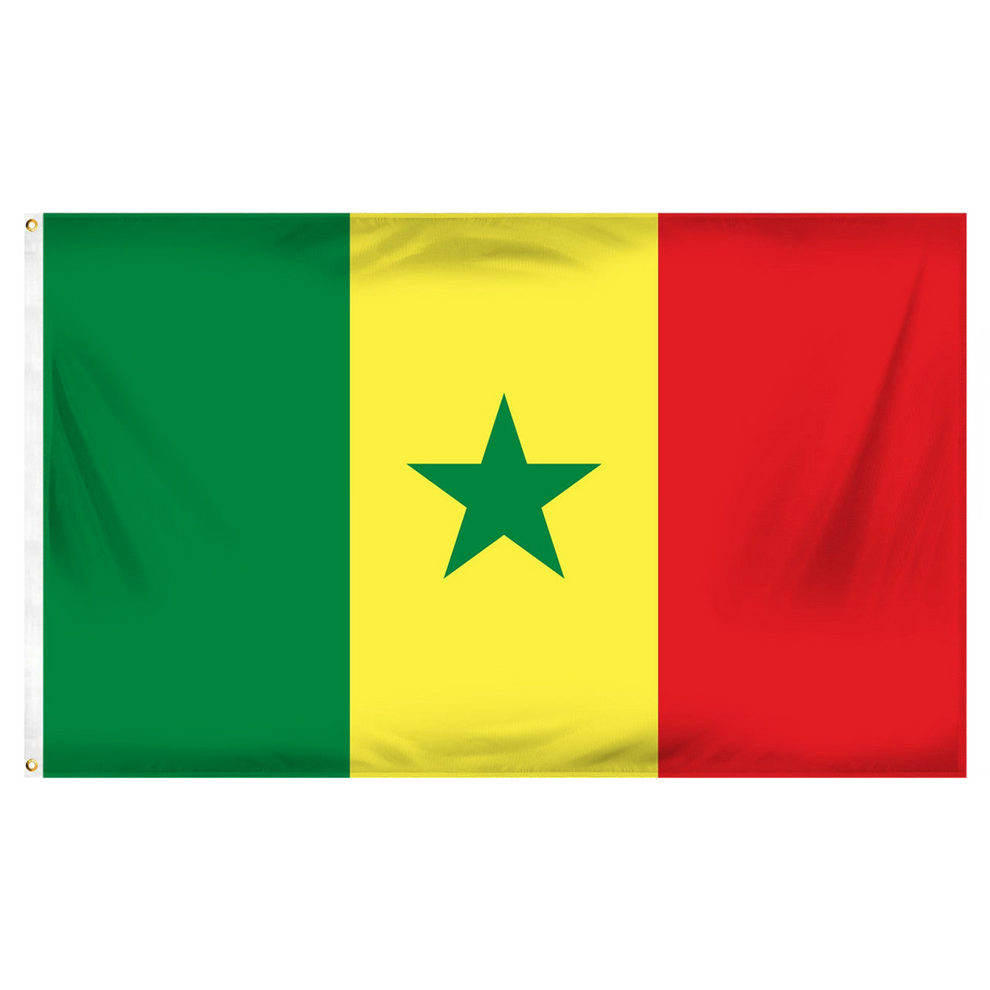 Flag of Senegal with green, yellow, and red colors and a green star in the center.