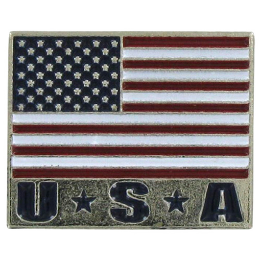 American flag patch with 'USA' text on a white background