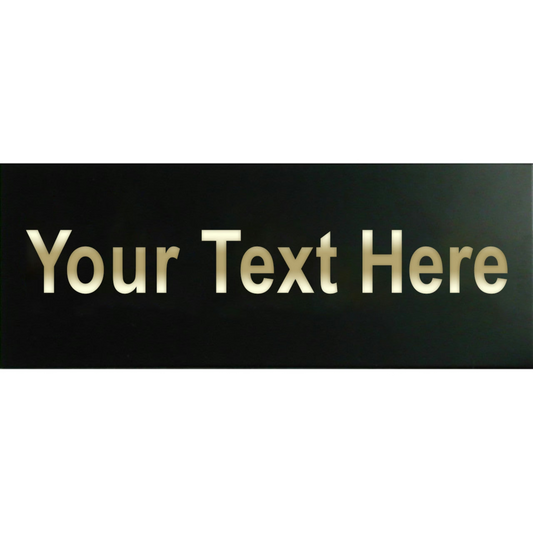 Placeholder text 'Your Text Here' on a black bar with gold letters.