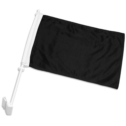 Black car flag with a white rod on a white background