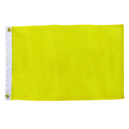 Yellow flag with white border on a white background