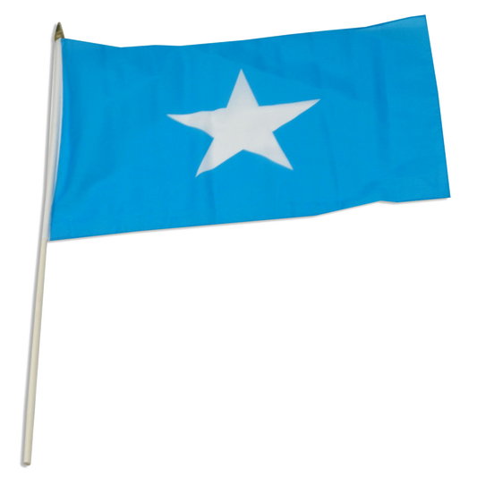 Flag of Somalia with a white five-pointed star on a blue background