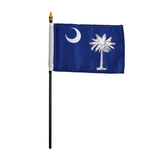 South Carolina state flag with a white palmetto tree and moon on a blue background
