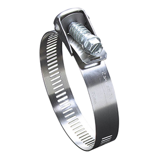 Stainless steel mounting strap on a white background