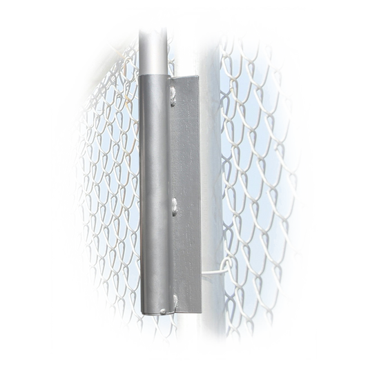 Close up of a silver swooper pole mount