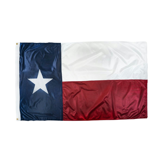 Texas flag with blue, white, and red colors on a white background