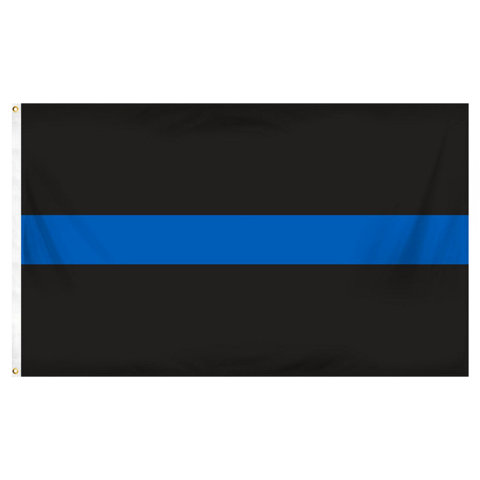 Black flag with a thin blue stripe