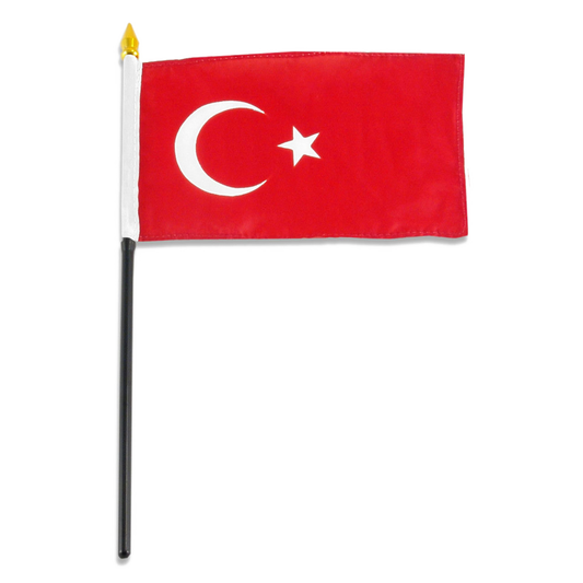 Country of Turkey fed flag with a white crescent moon and star on a white background