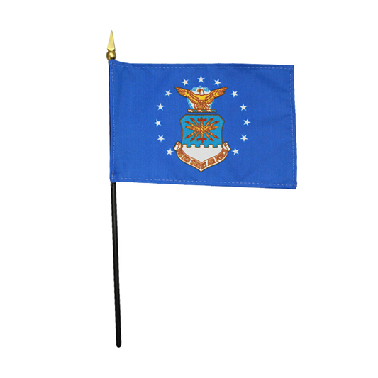Blue flag with a central emblem featuring an eagle and stars on a white background