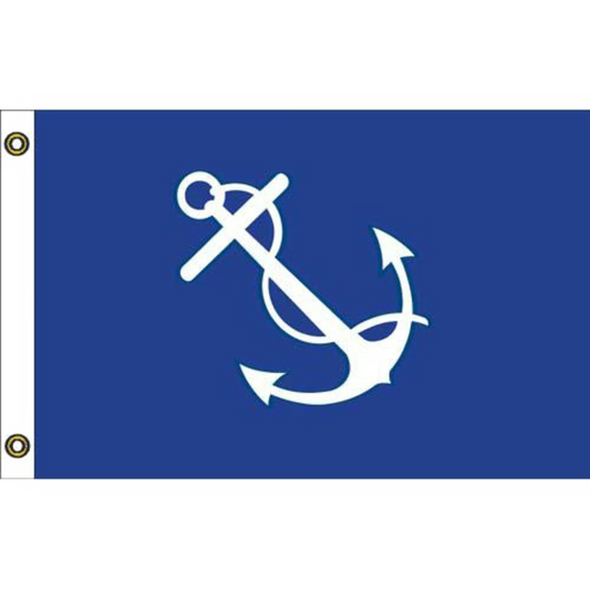 Blue flag with a white anchor symbol