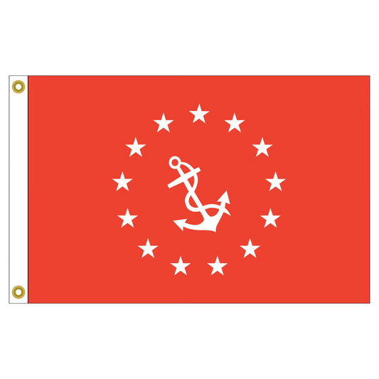 US Yacht Vice Commodore red flag with white anchor and stars on a white background