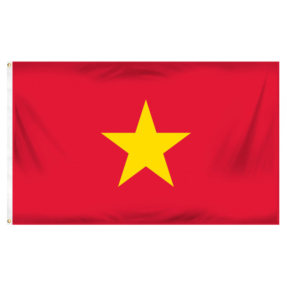 Vietnam red flag with a yellow star on a white background