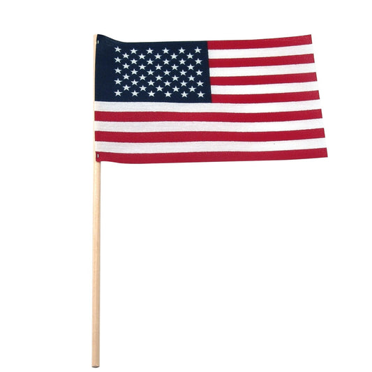 Super Tough 4"x6" Cotton US Stick Flag with No Spear Tip - 25 Pack
