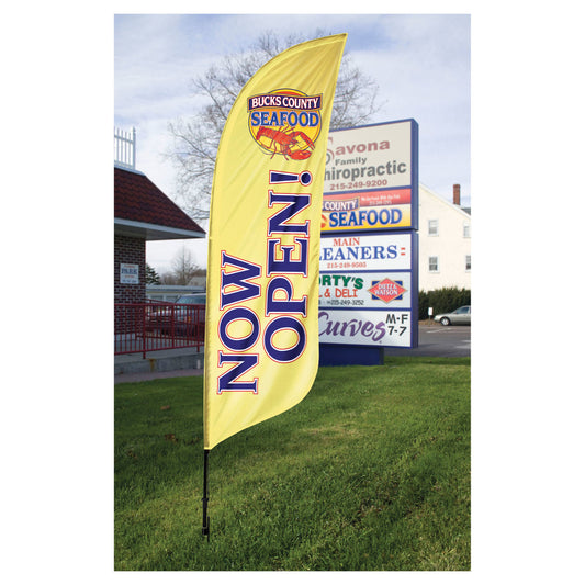 Super Tough Blade and Teardrop Outdoor Advertising Pole - Secondary Image - United States Flag Store Super Tough Blade and Teardrop Outdoor Advertising Pole
