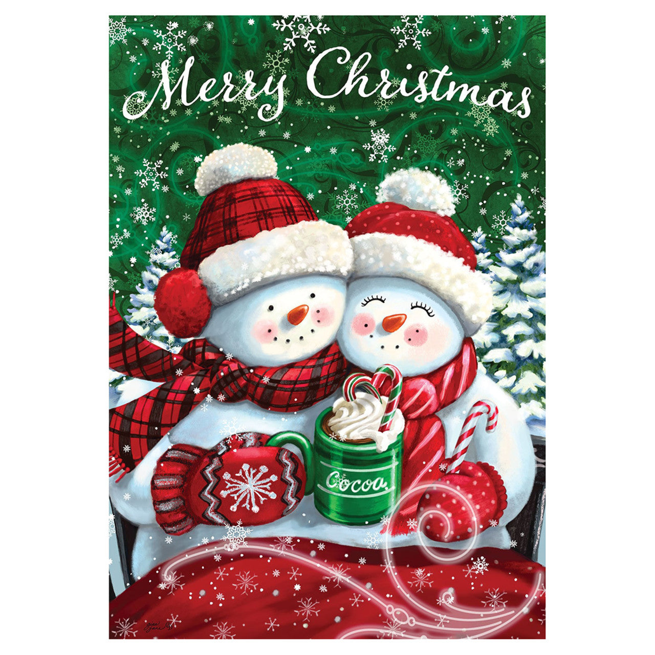 Cocoa Snow Couple Garden Flag - 12in x 18in