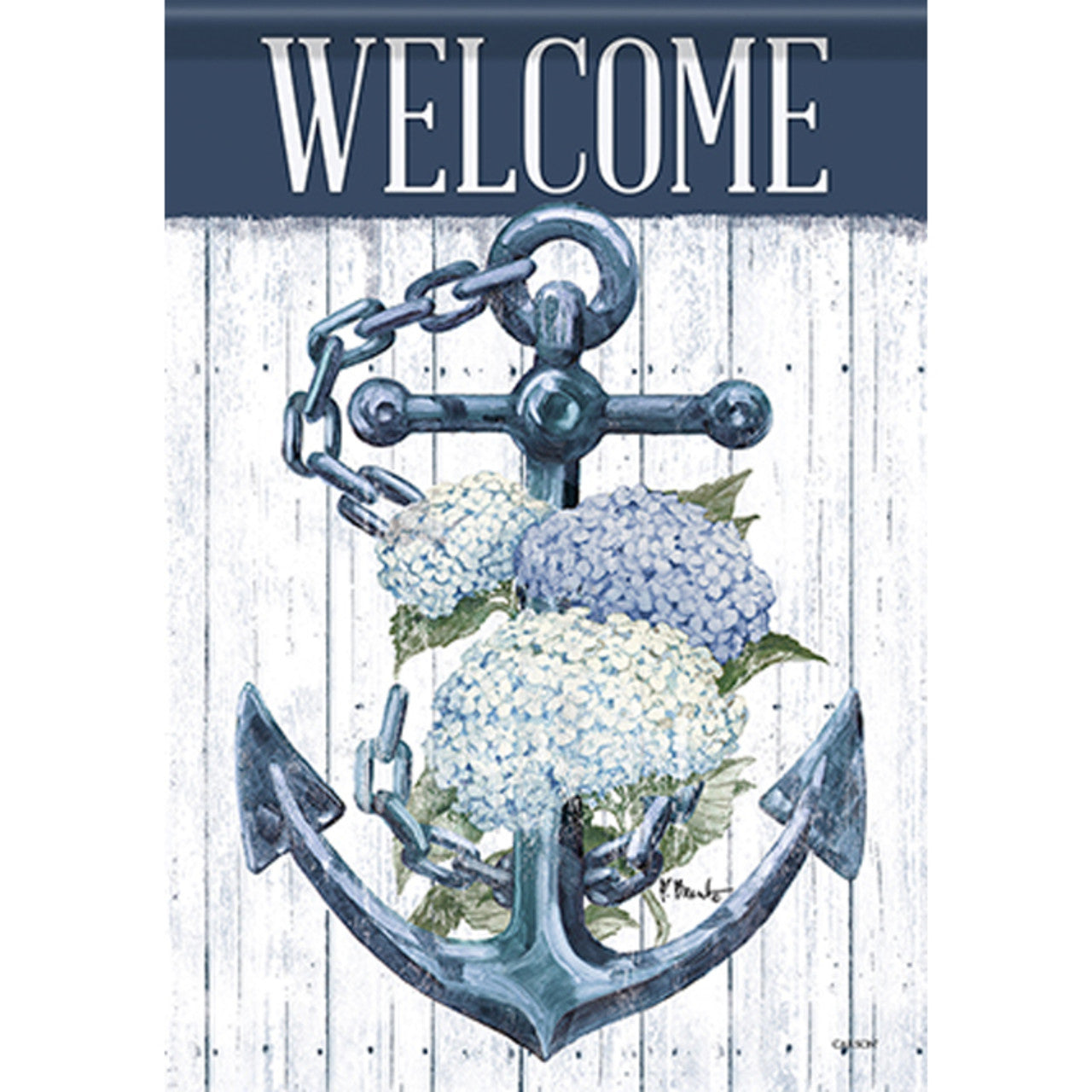 Carson Summer Banner Flag - Botanical Anchor - 28in x 40in