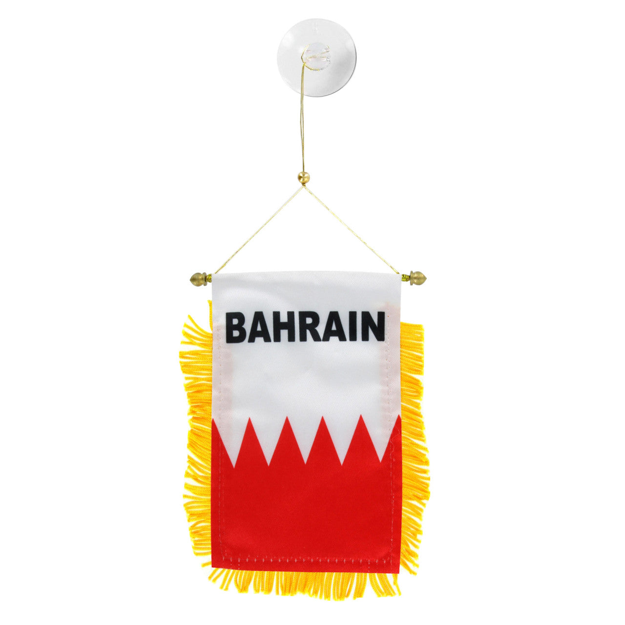 Small flag with 'BAHRAIN' text on a white background
